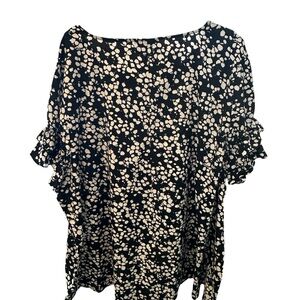 Lane Bryant Black and White Floral Blouse